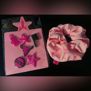 Jeffree Star fan exclusive merch bundle - croc jibbitz set & hair care scrunchie